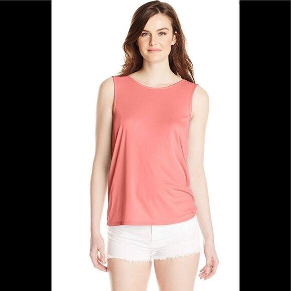 BCBG Red Teri Sleeveless Cowl Back Tank Top - Picture 7 of 8